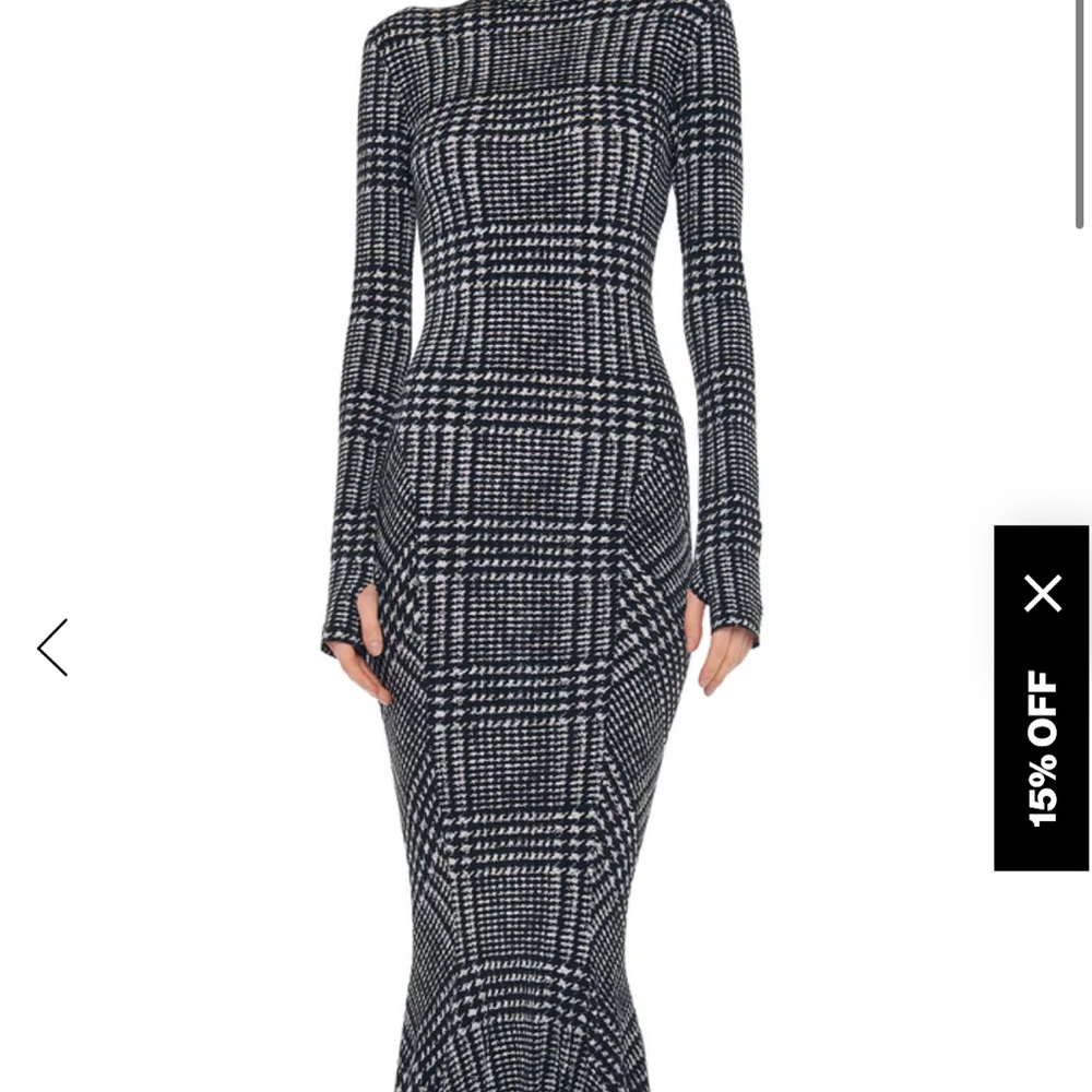 Norma Kamali turtle fishtail Black and White Maxi Dress